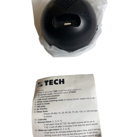 NEW in box! Z Tech Alarm Clock with Built-In Air Purifier & Wireless Speaker - Picture 7 of 7